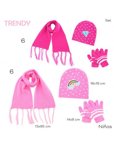 Venta por Mayor y Catalogo Set invierno: Bufanda, Gorro Y Guantes Trendy