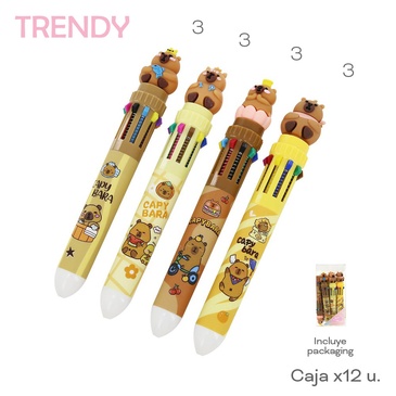 Lapiceras x 8 Uni. Multicolor Trendy