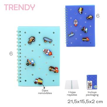 Cuaderno + Dije Removibles Trendy