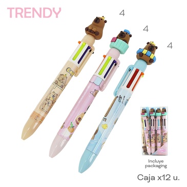 Lapiceras x 12 Uni. Multicolor Trendy