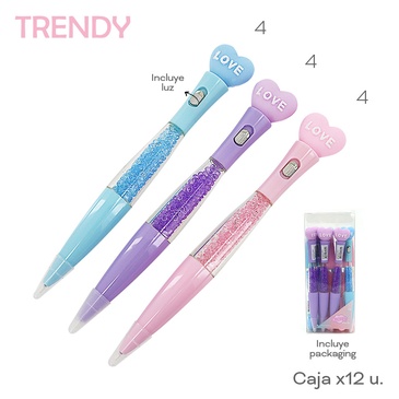 Venta por Mayor y Catalogo Lapiceras x 12 Uni. Trendy