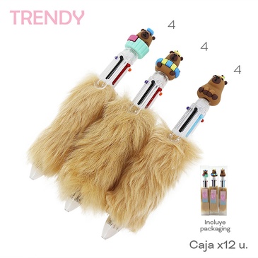 Venta por Mayor y Catalogo Lapiceras x 12 Uni. Multicolor Trendy