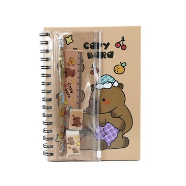 Set Cuaderno + Lapiz + Regla + Goma + Cartuchera + Sacapuntas - Trendy