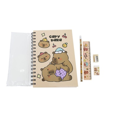 Set Cuaderno + Lapiz + Regla + Goma + Cartuchera + Sacapuntas - Trendy