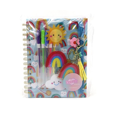 Set Cuaderno + Cartuchera + Biromes + LLavero Desmontable - Trendy