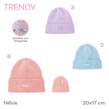 Venta por Mayor y Catalogo Gorro Infantil Trendy