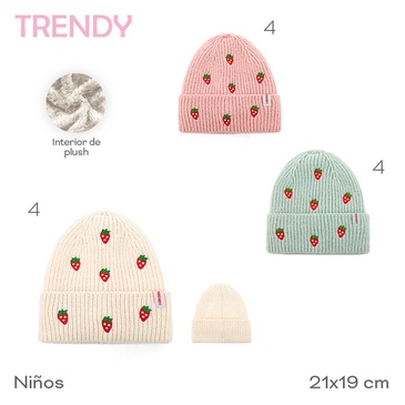 Venta por Mayor y Catalogo Gorros Infantiles Trendy