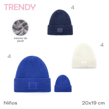 Venta por Mayor y Catalogo Gorro Infantil Trendy