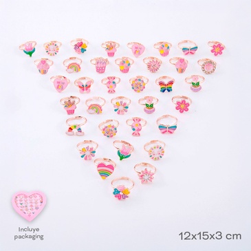 Caja De Anillos Infantil x 36 Unid. Trendy
