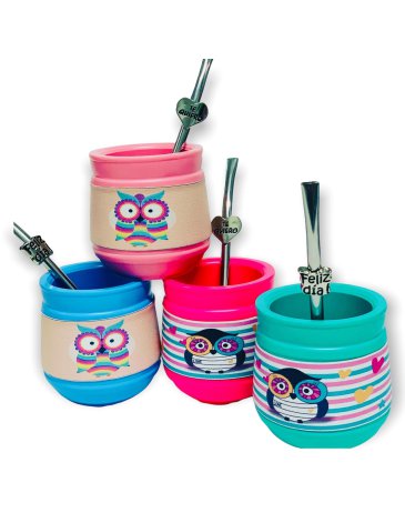 Venta por Mayor y Catalogo Mate Banda Buho Con Bombilla Enchúlate