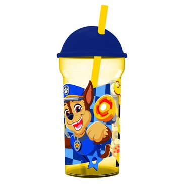 Vaso 460ml Transparente Tapa Alta Paw Patrol Chase  - Wabro
