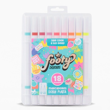 Marcadores Doble Punta x 18 Unid. Footy