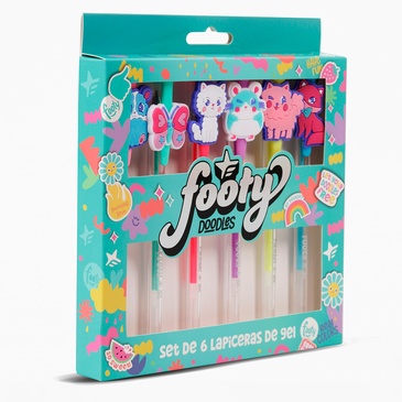 Set Lapiceras Gel Con Aplique x 6 Unid. - Footy