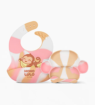 Set x 3 Piezas ( Plato, Babero y Cuchara )  - Mono Lulo