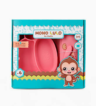 Set x 3 Piezas ( Plato, Babero y Cuchara )  - Mono Lulo