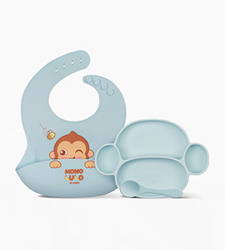 Set x 3 Piezas ( Plato, Babero y Cuchara )  - Mono Lulo