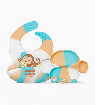 Set x 3 Piezas ( Plato, Babero y Cuchara )  - Mono Lulo