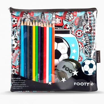 Set Escolar Incluye Cartuchera, Lapices, Regla, Lapiz Negro, Anotador  Footy