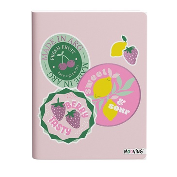 Cuaderno 16x21 Tapa Fina Cosido a Hilo 48 Hjs . Pink Mooving