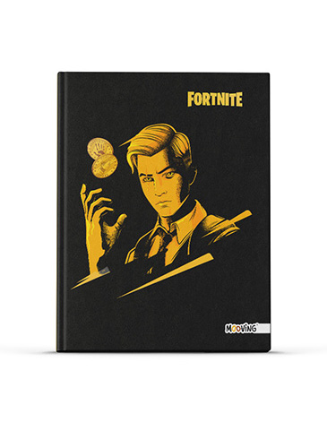Venta por Mayor y Catalogo Cuaderno 16x21 Tapa Dura Cosido 48 hjs Fortnite Mooving