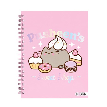 Cuaderno 16x21 Espiral  Tapa Dura 80 hjs Pusheen  - Mooving