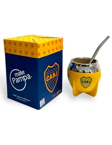 Mate Tradicional Boca Juniors Boca Cerrada con Bombilla Mate Pampa