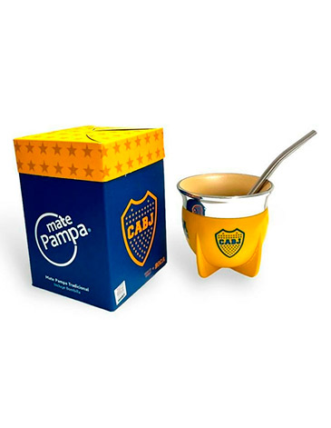 Mate Tradicional Boca Juniors Boca Abierta Con Bombilla  Mate Pampa