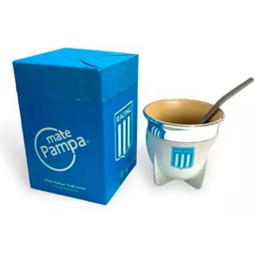 Mate Tradicional Racing Club Boca Abierta con Bombilla Mate Pampa