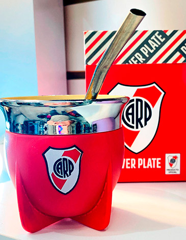 Mate Tradicional River Plate Boca Abierta Con Bombilla  Mate Pampa