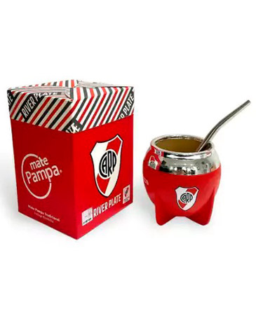 Mate Tradicional River Plate Boca Cerrada con Bombilla Mate Pampa