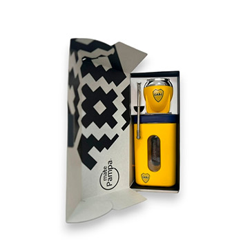 Venta por Mayor y Catalogo Kit Tradicional Boca Juniors  Mate + Yerbera Con Bombilla Mate Pampa