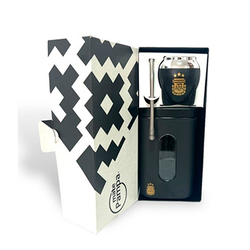 Kit Tradicional Afa  Mate + Yerbera Con Bombilla Mate Pampa