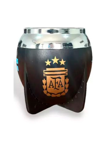 Mate Tradicional Afa Negro Boca Cerrada con Bombilla - Mate Pampa