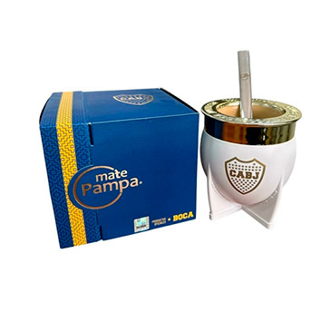 Venta por Mayor y Catalogo Mate Pampa XL Boca Juniors C/Bombilla  Mate Pampa