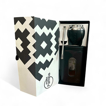 Kit Tradicional Mate + Yerbera  Con Bombilla Mate Pampa