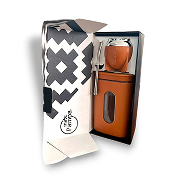 Kit Tradicional Mate + Yerbera  Con Bombilla - Mate Pampa