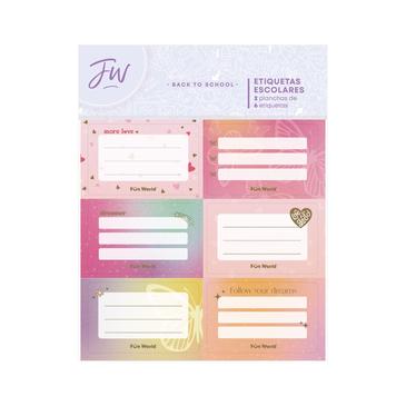 Venta por Mayor y Catalogo Etiquetas Fun World Colorful x 2 Unid. Mundo FW