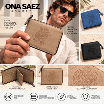 Billetera Con Cierre Protegida RFID Con Volante Ona Saez
