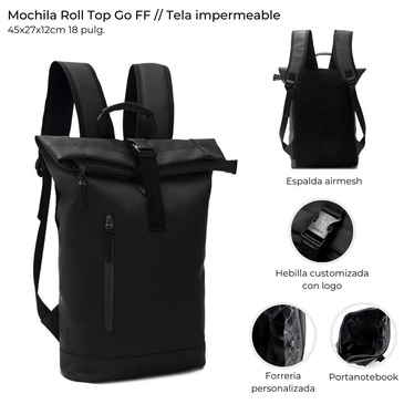 Mochila Roll Top Go Engomada Unisex Wanderlust