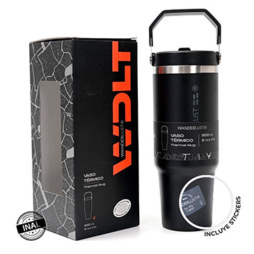Vaso Termico Con Pico 900ml Incluye Stickers Wanderlust