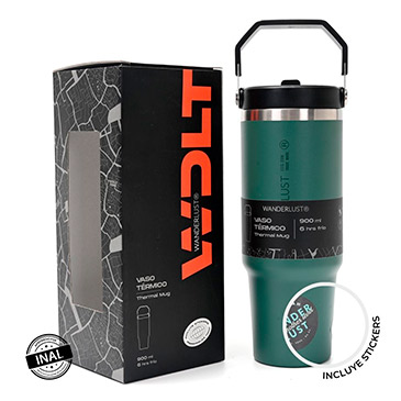Vaso Termico Con Pico 900ml Incluye Stickers Wanderlust
