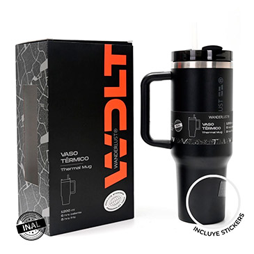 Vaso Termico Con Bombilla 1200ml Incluye Stickers Wanderlust