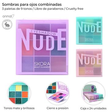 Venta por Mayor y Catalogo Sombras para ojos combinadas x 9 tonos Skora