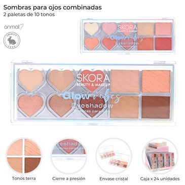 Venta por Mayor y Catalogo Sombras Para Ojos Combinadas x 10 Tonos Skora