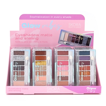 Sombras Para Ojos Cristal x 8 Tonos Con Aplicador  - Skora