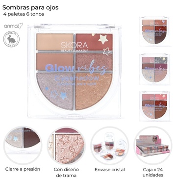 Venta por Mayor y Catalogo Sombras Para Ojos Combinadas x 6 Tonos Skora