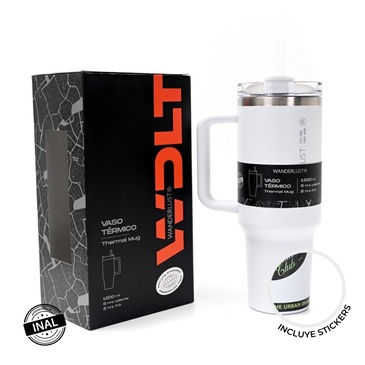 Vaso Termico Con Bombilla 1200ml  Incluye Stickers Wanderlust