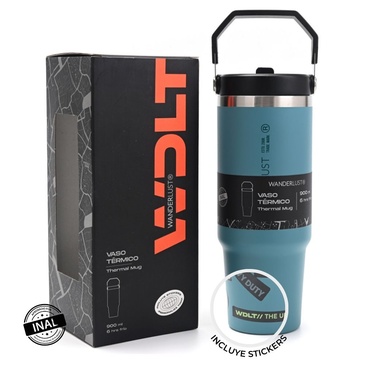 Vaso Termico Con Pico 900ML  Incluye Stickers Wanderlust
