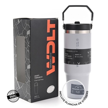 Vaso Termico Con Pico 900ML  Incluye Stickers - Wanderlust