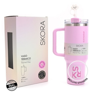 Vaso Termico Con Bombilla y Tapon Nube 1200ML Skora